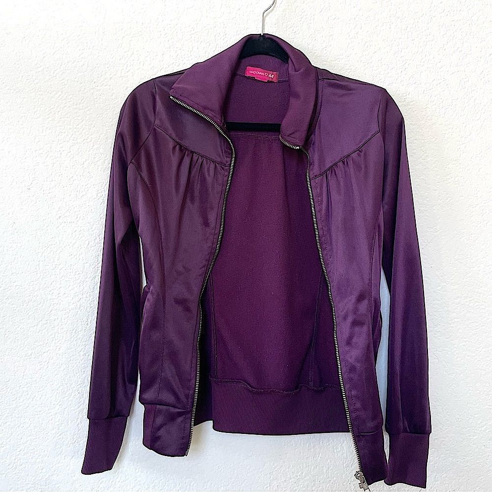 Vintage H&M Purple Satin Zip Jacket Track Technical Limited Edition y2k sz 2 XS - Picture 3 of 13